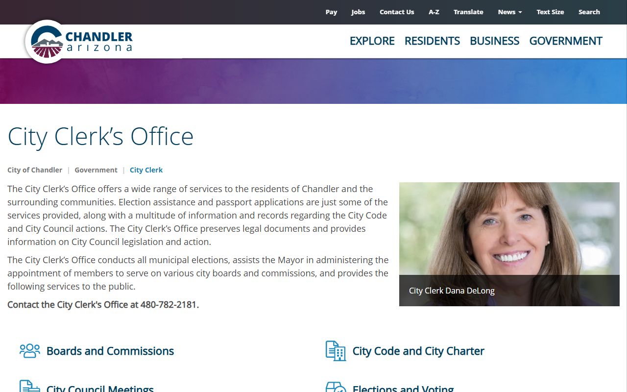 City of Chandler Clerk homepage
