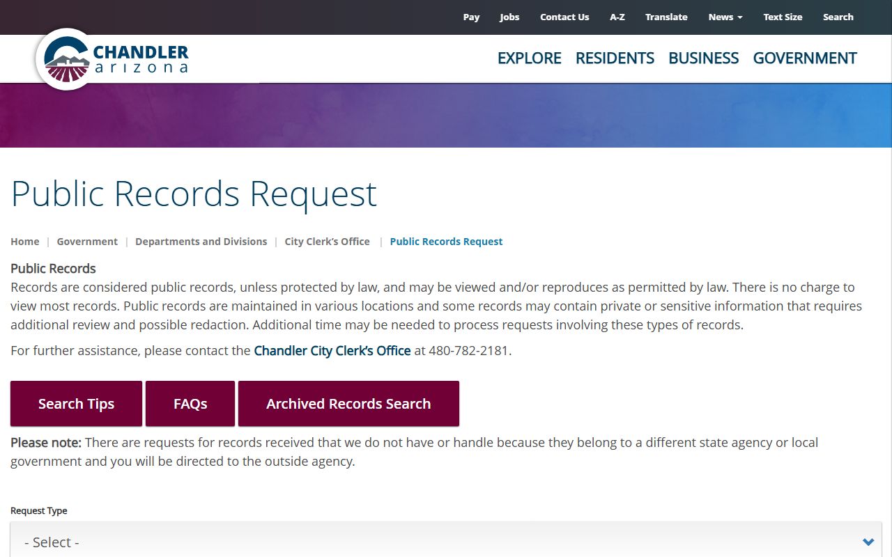Chandler public records information