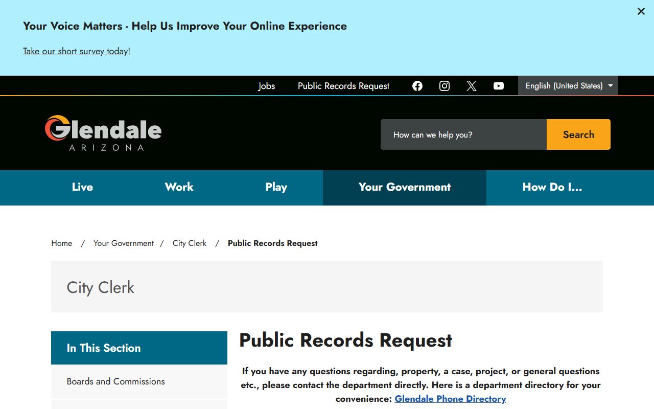 Glendale public records information