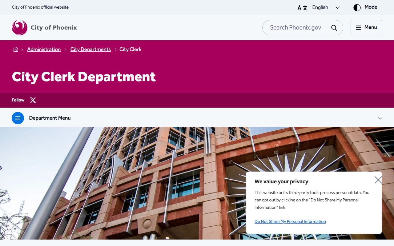 City of Phoenix Clerk homepage
