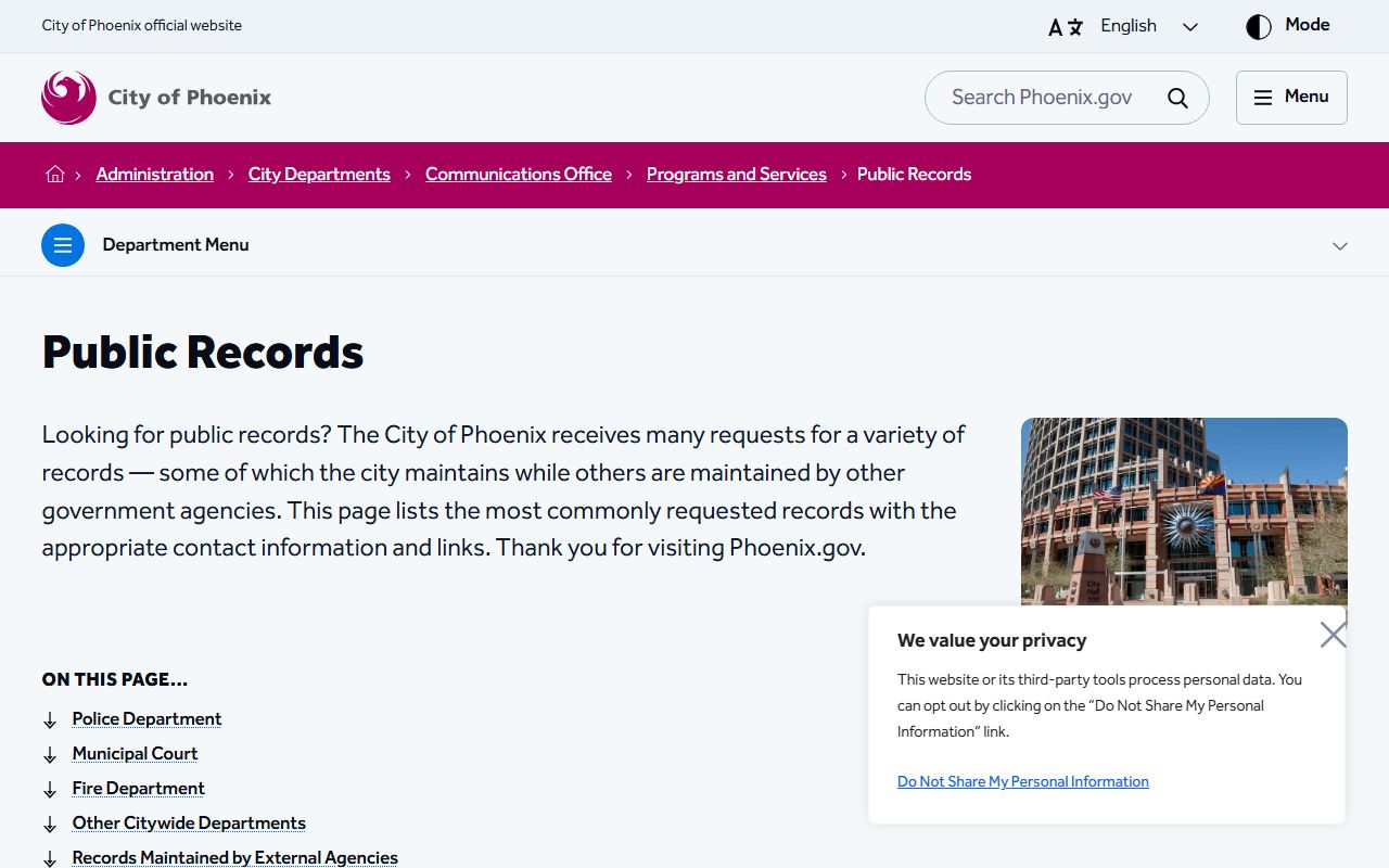 Phoenix public records information