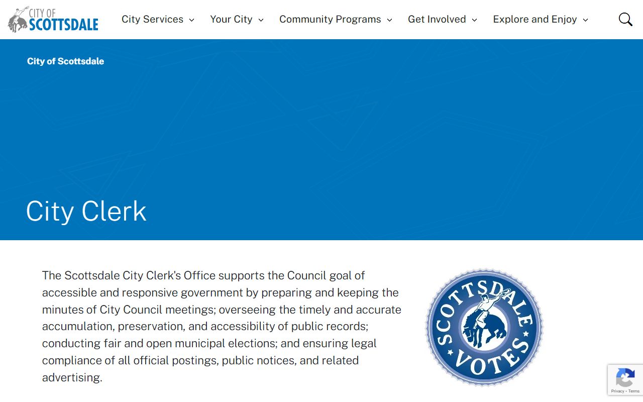 City of Scottsdale Clerk homepage